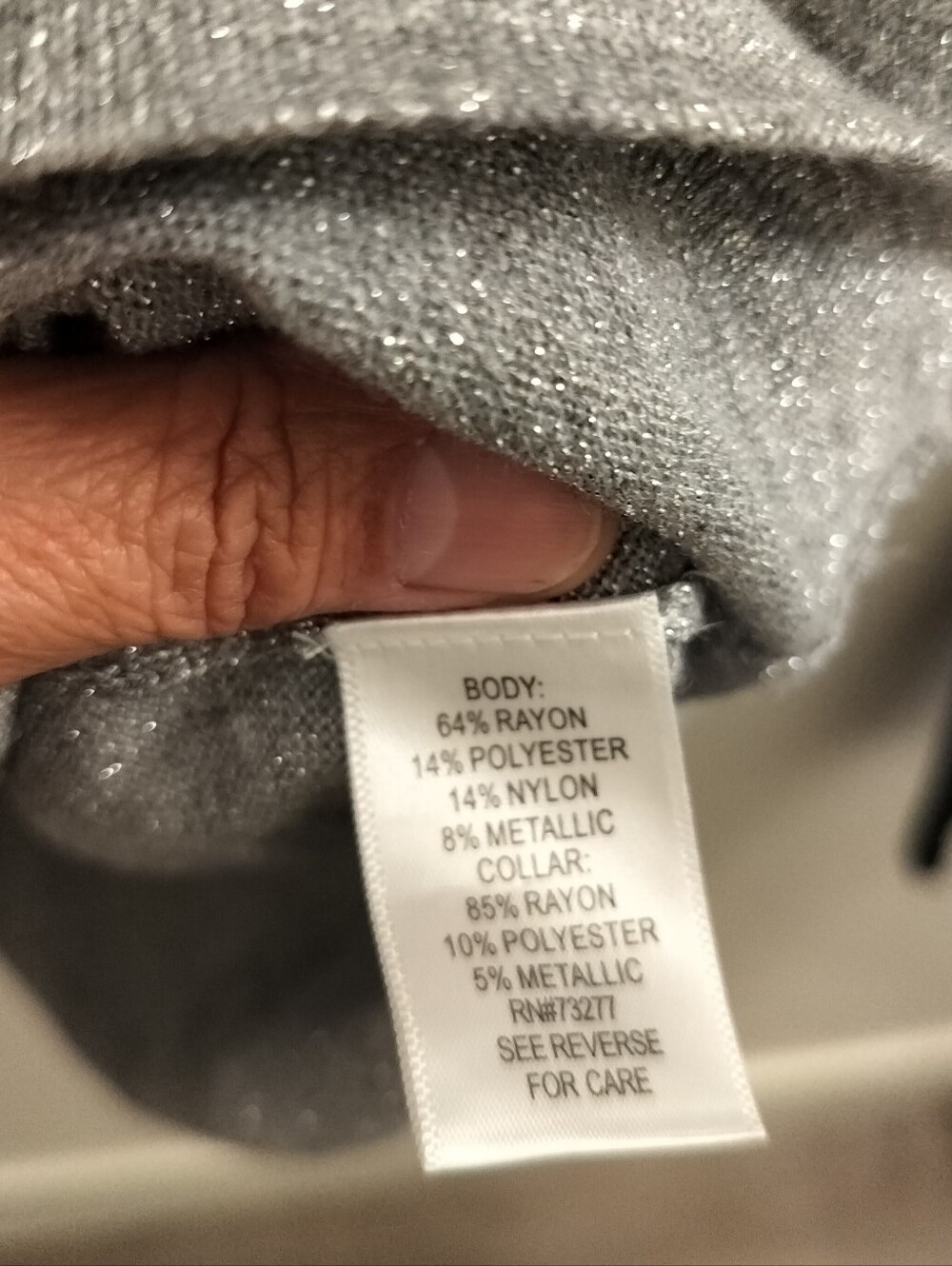 Apt. 9 Women's XL(OX) Metallic Silver Gray Marled ShortSleeve Cowl Neck Sweater - Picture 8 of 8